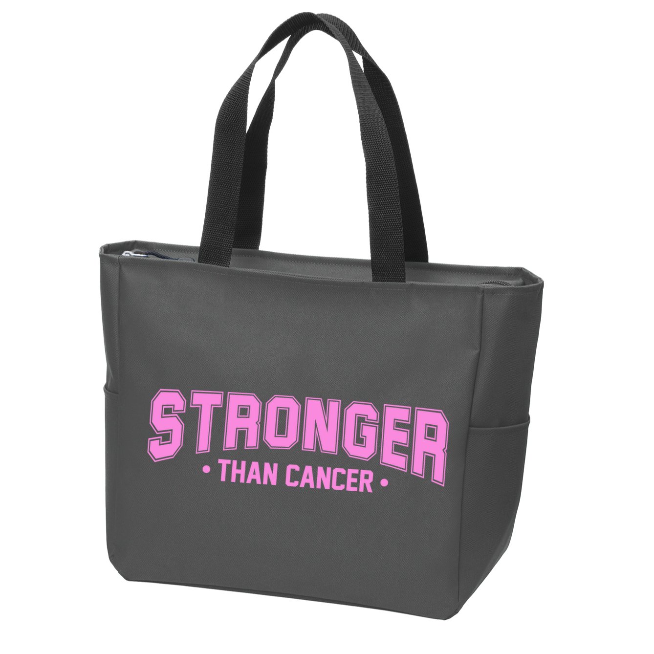 Stronger Than Cancer Breast Cancer Awareness Zip Tote Bag