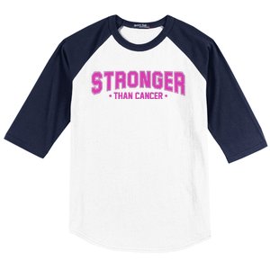 Stronger Than Cancer Breast Cancer Awareness Baseball Sleeve Shirt