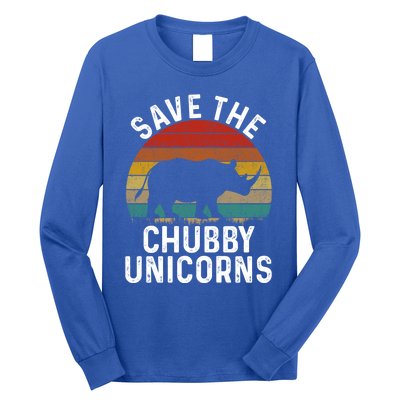 Save The Chubby Unicorns Retro Style Rhino Gift Long Sleeve Shirt