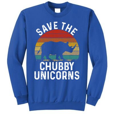 Save The Chubby Unicorns Retro Style Rhino Gift Sweatshirt