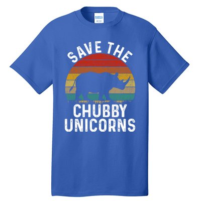 Save The Chubby Unicorns Retro Style Rhino Gift Tall T-Shirt