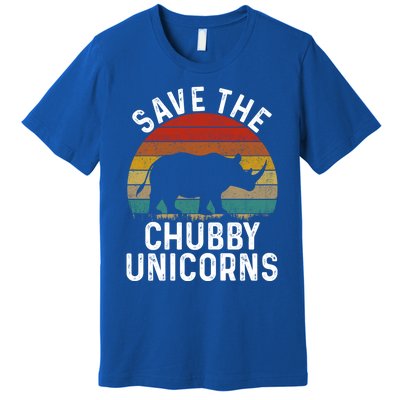 Save The Chubby Unicorns Retro Style Rhino Gift Premium T-Shirt