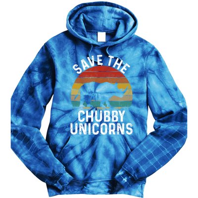 Save The Chubby Unicorns Retro Style Rhino Gift Tie Dye Hoodie