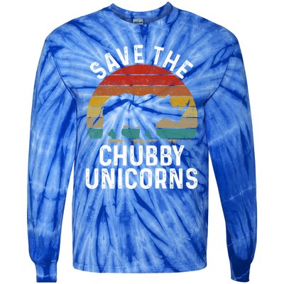 Save The Chubby Unicorns Retro Style Rhino Gift Tie-Dye Long Sleeve Shirt