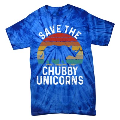 Save The Chubby Unicorns Retro Style Rhino Gift Tie-Dye T-Shirt