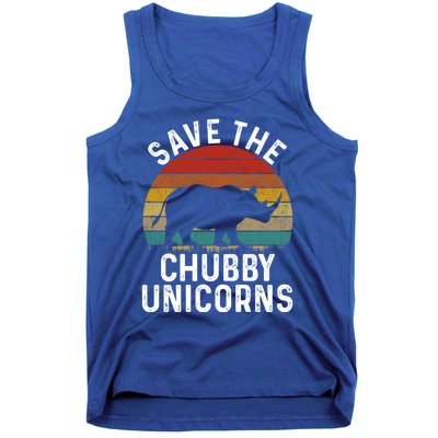 Save The Chubby Unicorns Retro Style Rhino Gift Tank Top