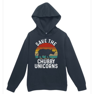 Save The Chubby Unicorns Retro Style Rhino Gift Urban Pullover Hoodie