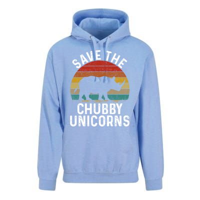 Save The Chubby Unicorns Retro Style Rhino Gift Unisex Surf Hoodie