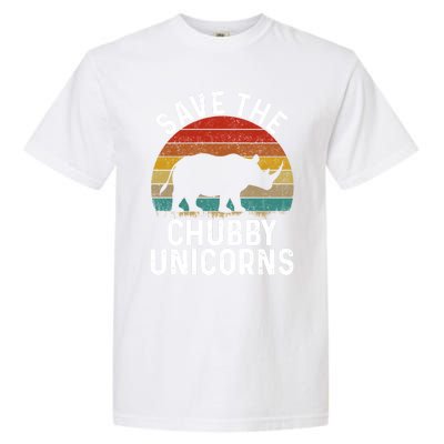 Save The Chubby Unicorns Retro Style Rhino Gift Garment-Dyed Heavyweight T-Shirt