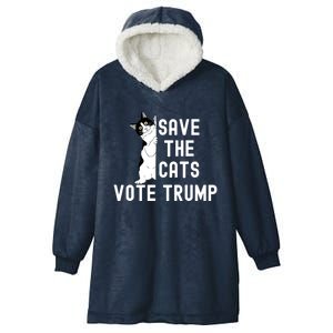 Save The Cats Vote Trump Funny Political Cat Humor Hooded Wearable Blanket