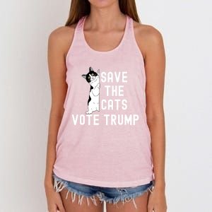 Save The Cats Vote Trump Funny Political Cat Humor Women's Knotted Racerback Tank