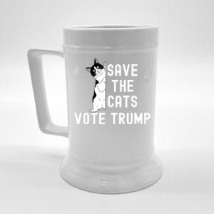 Save The Cats Vote Trump Funny Political Cat Humor Beer Stein