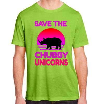 Save The Chubby Unicorns Retro Style Rhino Gift Adult ChromaSoft Performance T-Shirt