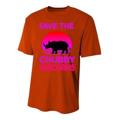 Save The Chubby Unicorns Retro Style Rhino Gift Performance Sprint T-Shirt