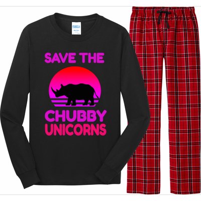 Save The Chubby Unicorns Retro Style Rhino Gift Long Sleeve Pajama Set