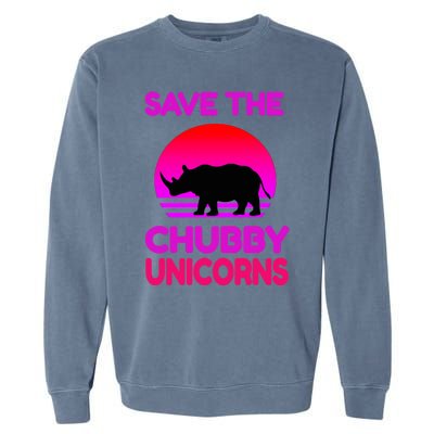 Save The Chubby Unicorns Retro Style Rhino Gift Garment-Dyed Sweatshirt