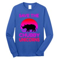 Save The Chubby Unicorns Retro Style Rhino Gift Long Sleeve Shirt