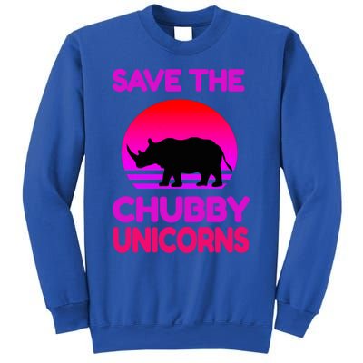 Save The Chubby Unicorns Retro Style Rhino Gift Sweatshirt