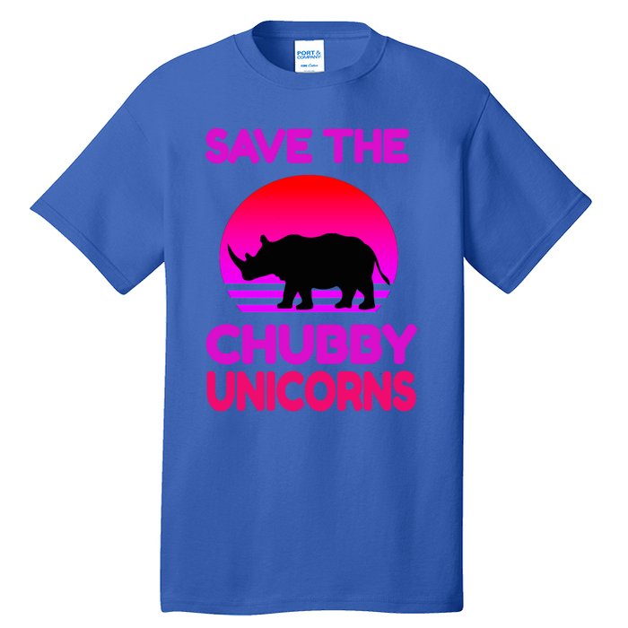 Save The Chubby Unicorns Retro Style Rhino Gift Tall T-Shirt