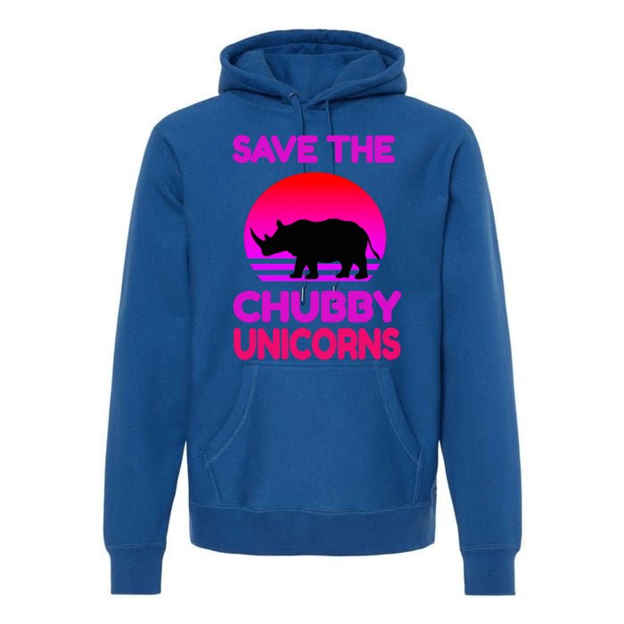 Save The Chubby Unicorns Retro Style Rhino Gift Premium Hoodie