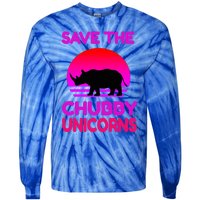 Save The Chubby Unicorns Retro Style Rhino Gift Tie-Dye Long Sleeve Shirt