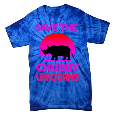 Save The Chubby Unicorns Retro Style Rhino Gift Tie-Dye T-Shirt