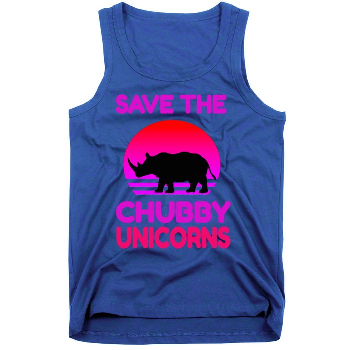 Save The Chubby Unicorns Retro Style Rhino Gift Tank Top