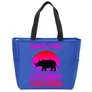 Save The Chubby Unicorns Retro Style Rhino Gift Zip Tote Bag