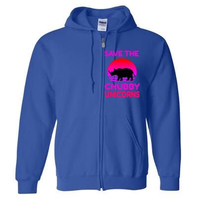 Save The Chubby Unicorns Retro Style Rhino Gift Full Zip Hoodie