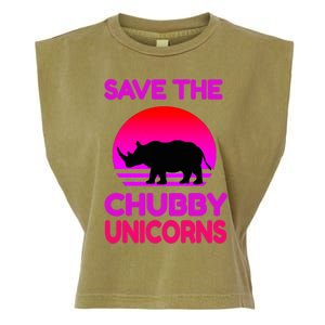 Save The Chubby Unicorns Retro Style Rhino Gift Garment-Dyed Women's Muscle Tee