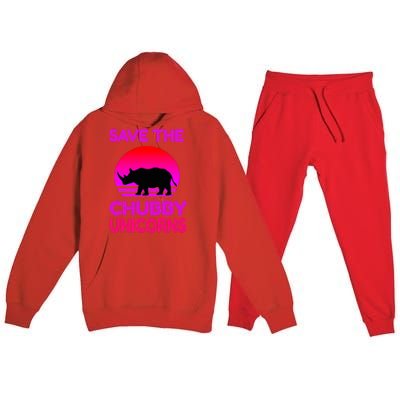 Save The Chubby Unicorns Retro Style Rhino Gift Premium Hooded Sweatsuit Set