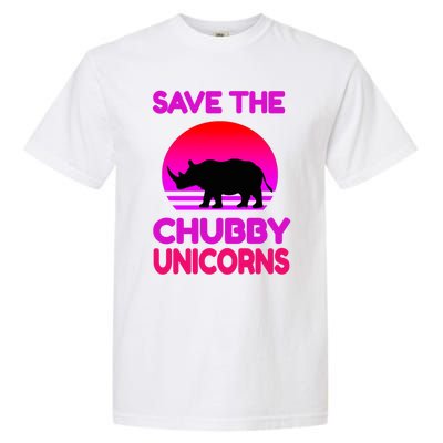 Save The Chubby Unicorns Retro Style Rhino Gift Garment-Dyed Heavyweight T-Shirt