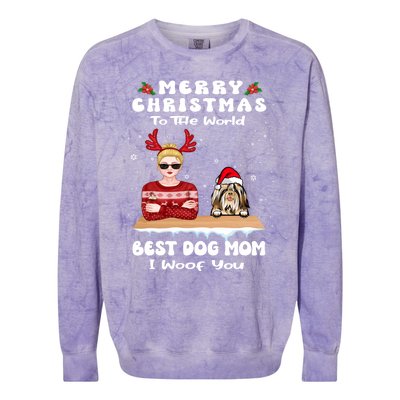 Shih Tzu Christmas To The World Best Dog Mom Funny Xmas Gift Colorblast Crewneck Sweatshirt