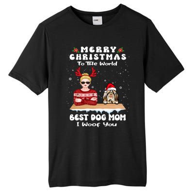 Shih Tzu Christmas To The World Best Dog Mom Funny Xmas Gift Tall Fusion ChromaSoft Performance T-Shirt