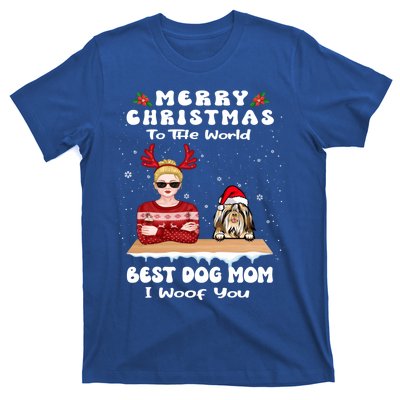 Shih Tzu Christmas To The World Best Dog Mom Funny Xmas Gift T-Shirt