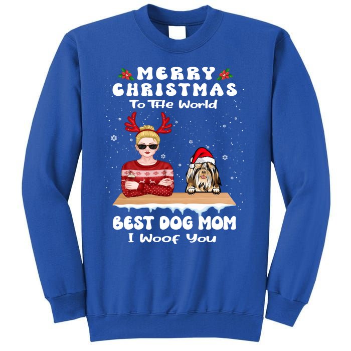 Shih Tzu Christmas To The World Best Dog Mom Funny Xmas Gift Tall Sweatshirt