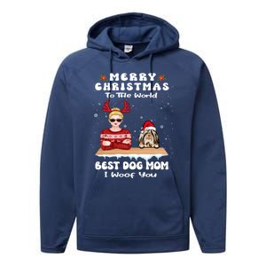 Shih Tzu Christmas To The World Best Dog Mom Funny Xmas Gift Performance Fleece Hoodie