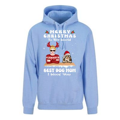 Shih Tzu Christmas To The World Best Dog Mom Funny Xmas Gift Unisex Surf Hoodie