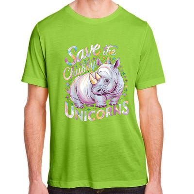 Save The Chubby Unicorns Funny Rhino Rhinoceros Adult ChromaSoft Performance T-Shirt