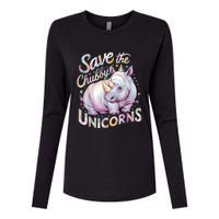 Save The Chubby Unicorns Funny Rhino Rhinoceros Womens Cotton Relaxed Long Sleeve T-Shirt