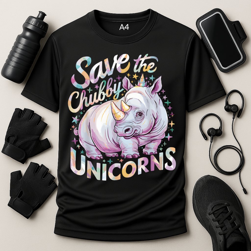 Save The Chubby Unicorns Funny Rhino Rhinoceros Performance Shirt
