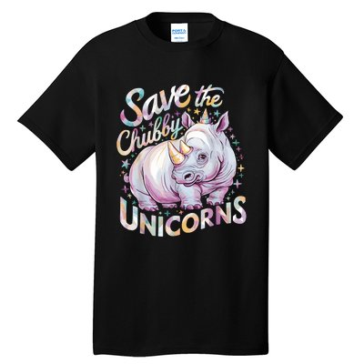 Save The Chubby Unicorns Funny Rhino Rhinoceros Tall T-Shirt