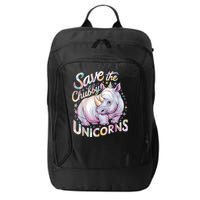 Save The Chubby Unicorns Funny Rhino Rhinoceros City Backpack