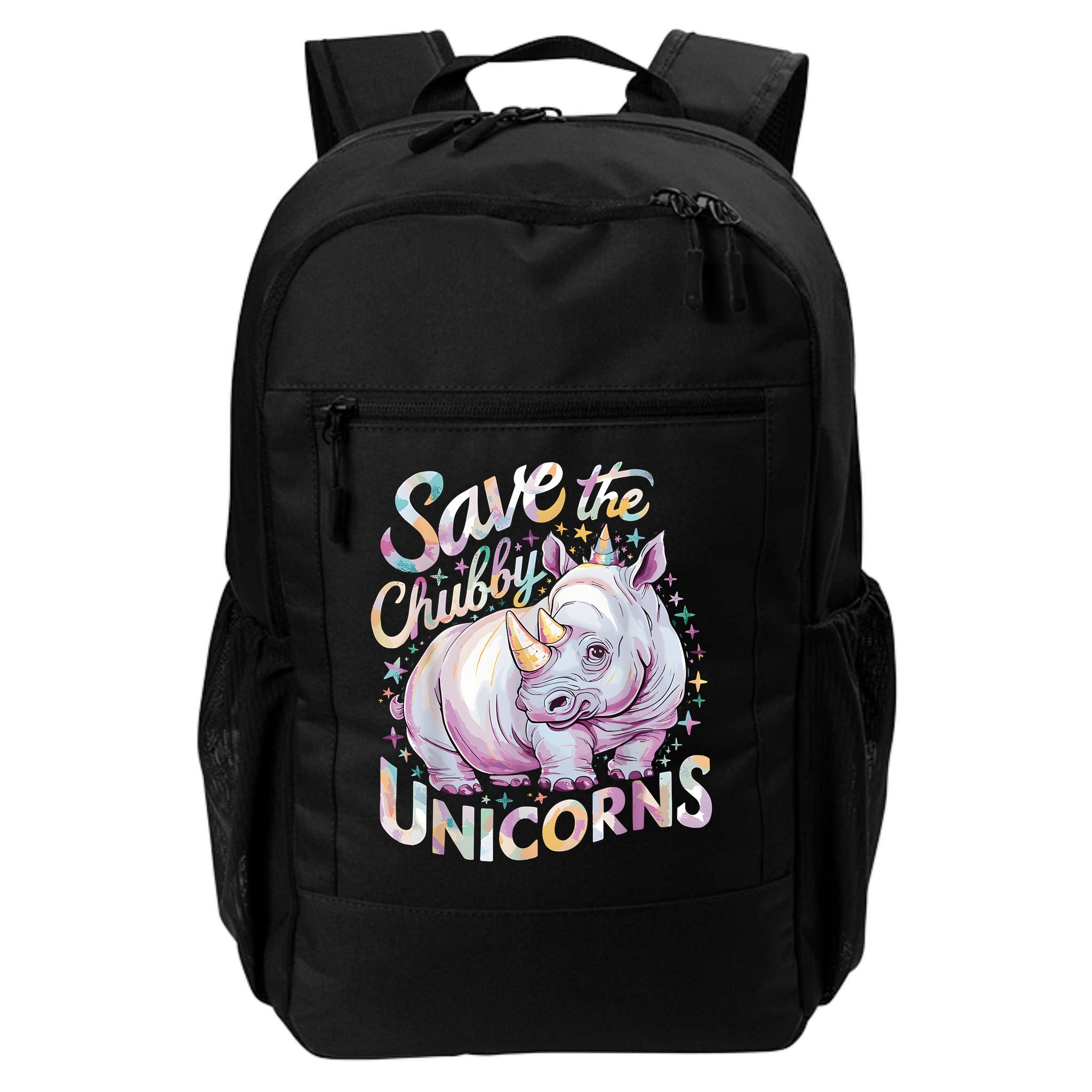 Save The Chubby Unicorns Funny Rhino Rhinoceros Backpack