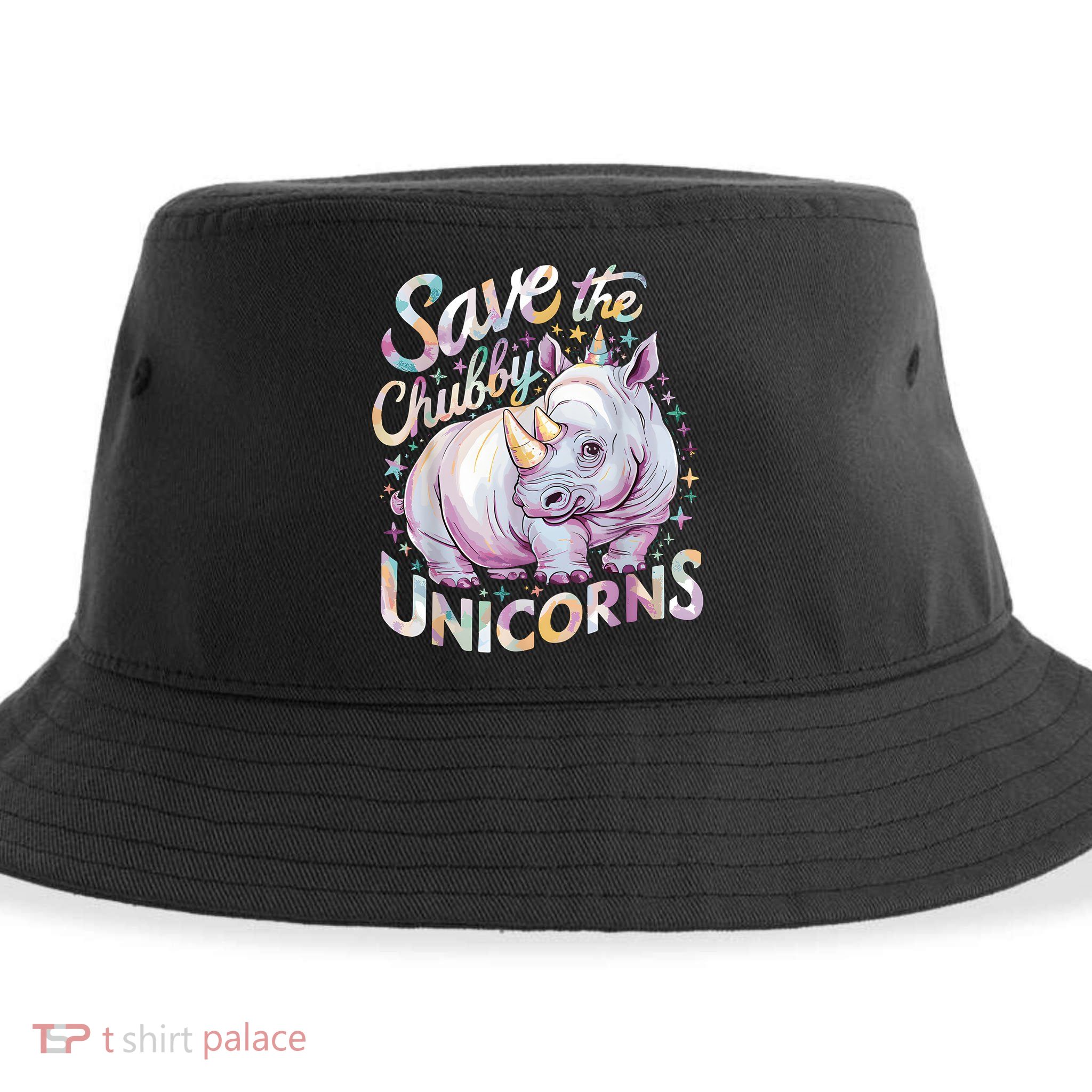 Save The Chubby Unicorns Funny Rhino Rhinoceros Sustainable Bucket Hat