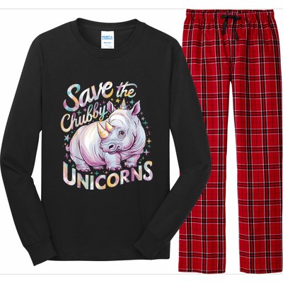 Save The Chubby Unicorns Funny Rhino Rhinoceros Long Sleeve Pajama Set