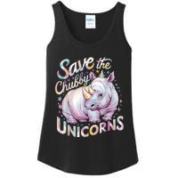 Save The Chubby Unicorns Funny Rhino Rhinoceros Ladies Essential Tank