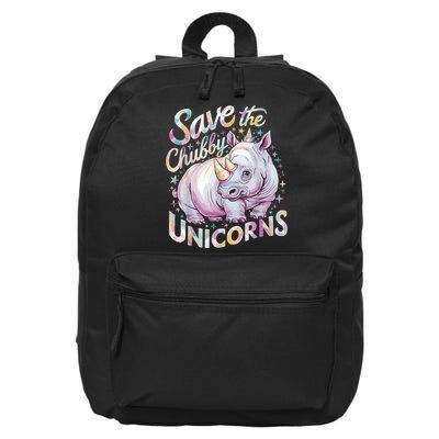 Save The Chubby Unicorns Funny Rhino Rhinoceros 16 in Basic Backpack