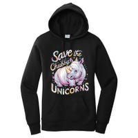 Save The Chubby Unicorns Funny Rhino Rhinoceros Women's Pullover Hoodie