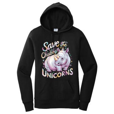 Save The Chubby Unicorns Funny Rhino Rhinoceros Women's Pullover Hoodie